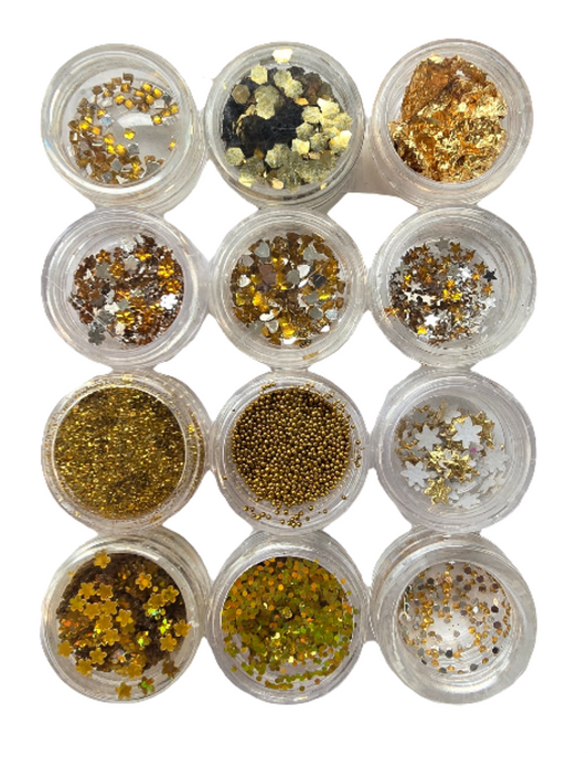 10 Gold Nail-art kit 12 st