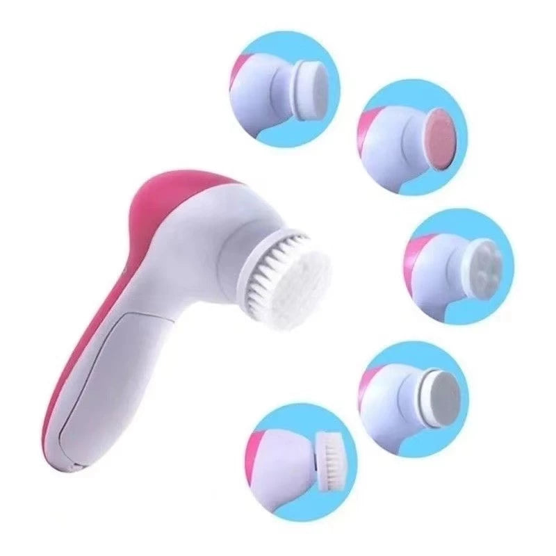 5-in-1 Elektrische Gezichtsborstel met 5 gezichtsborstels, waterproof